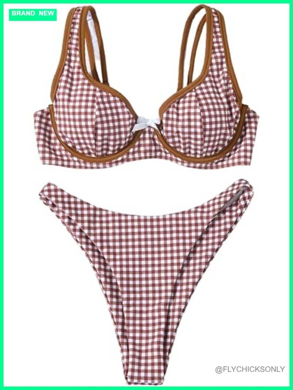 Gingham Plaid 2 Piece Swimsuit Push Up Bikini Set High Cut Bathing Suit
